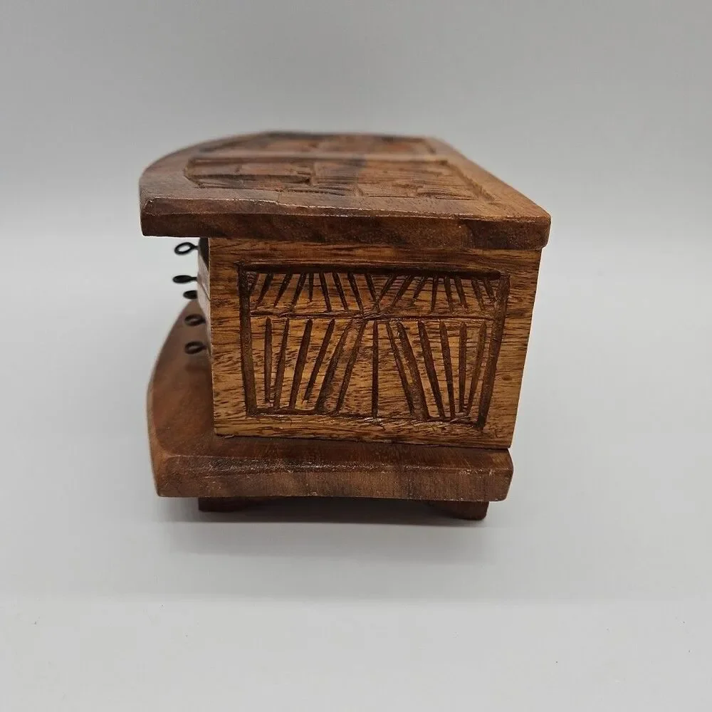 Vintage Handcarved Wooden Coaster Set of 10 Coasters In Box- Thailand